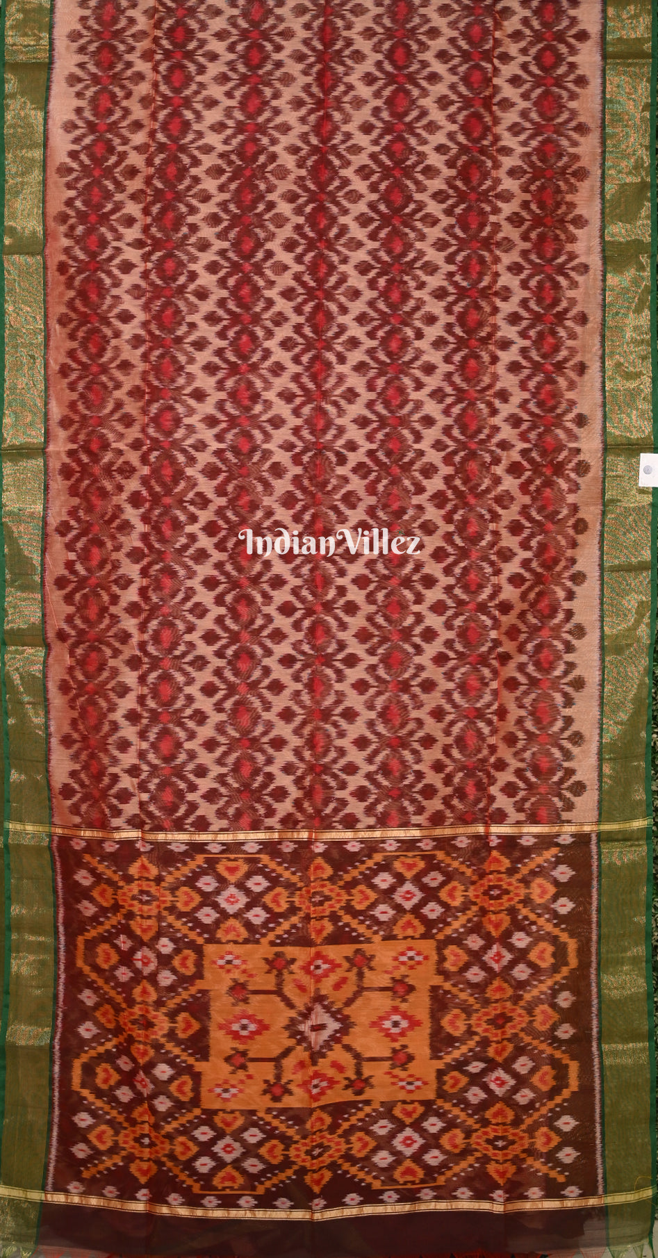 Peach Coffee Pochampally Ikat (Sico) Saree