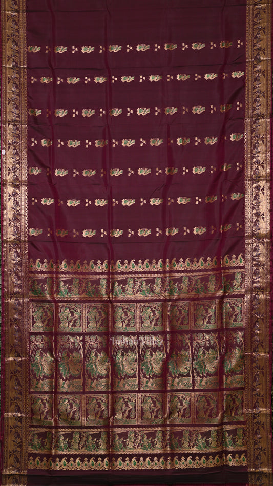 Maroon Handwoven Baluchari Silk Saree