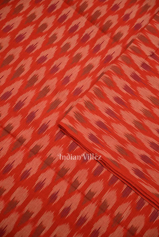 Red Pochampally Ikat Cotton Fabric 