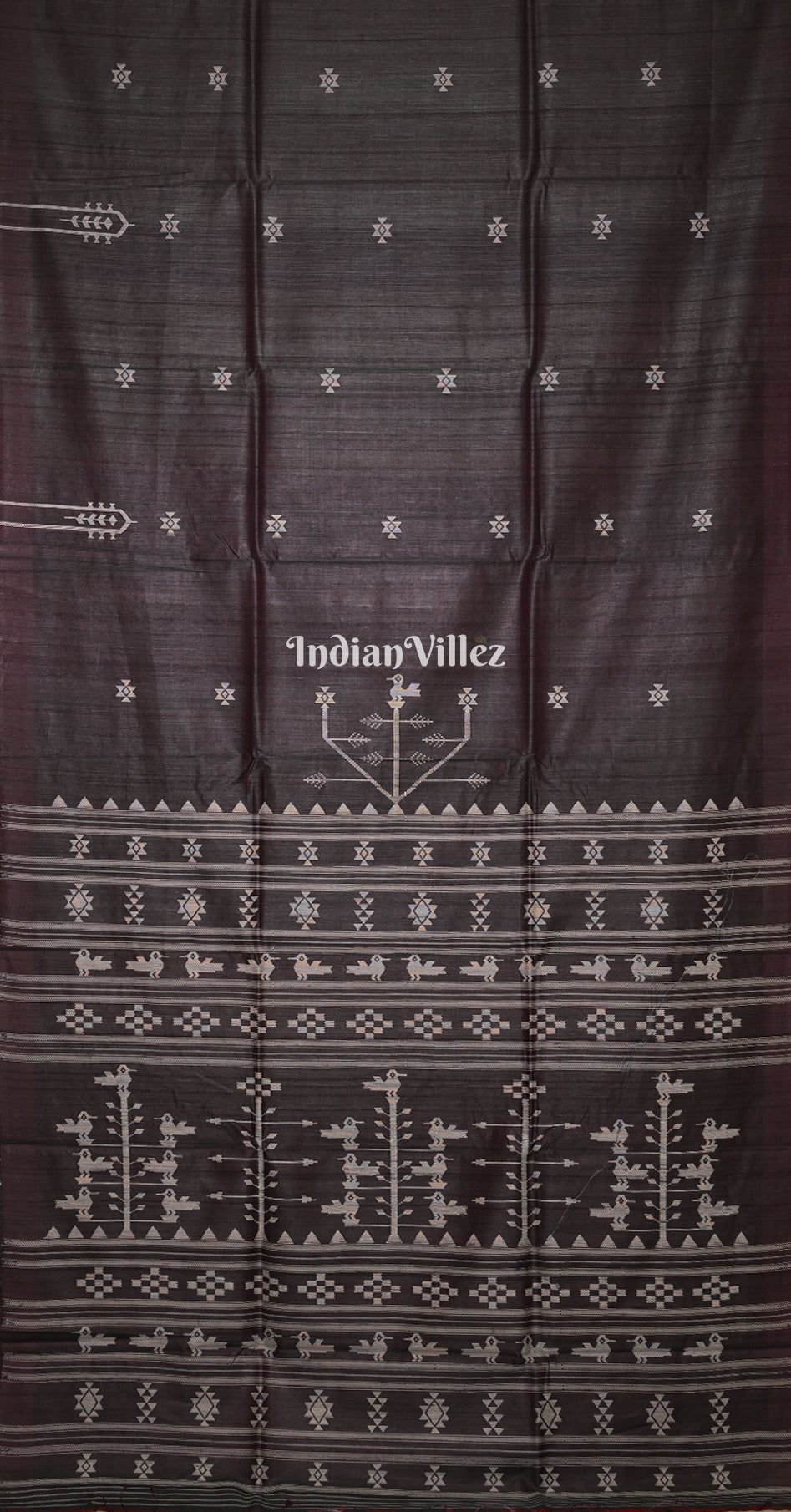 Black Gopalpur Tussar Silk Saree  Inspired by Ganjam Bomkai Theme