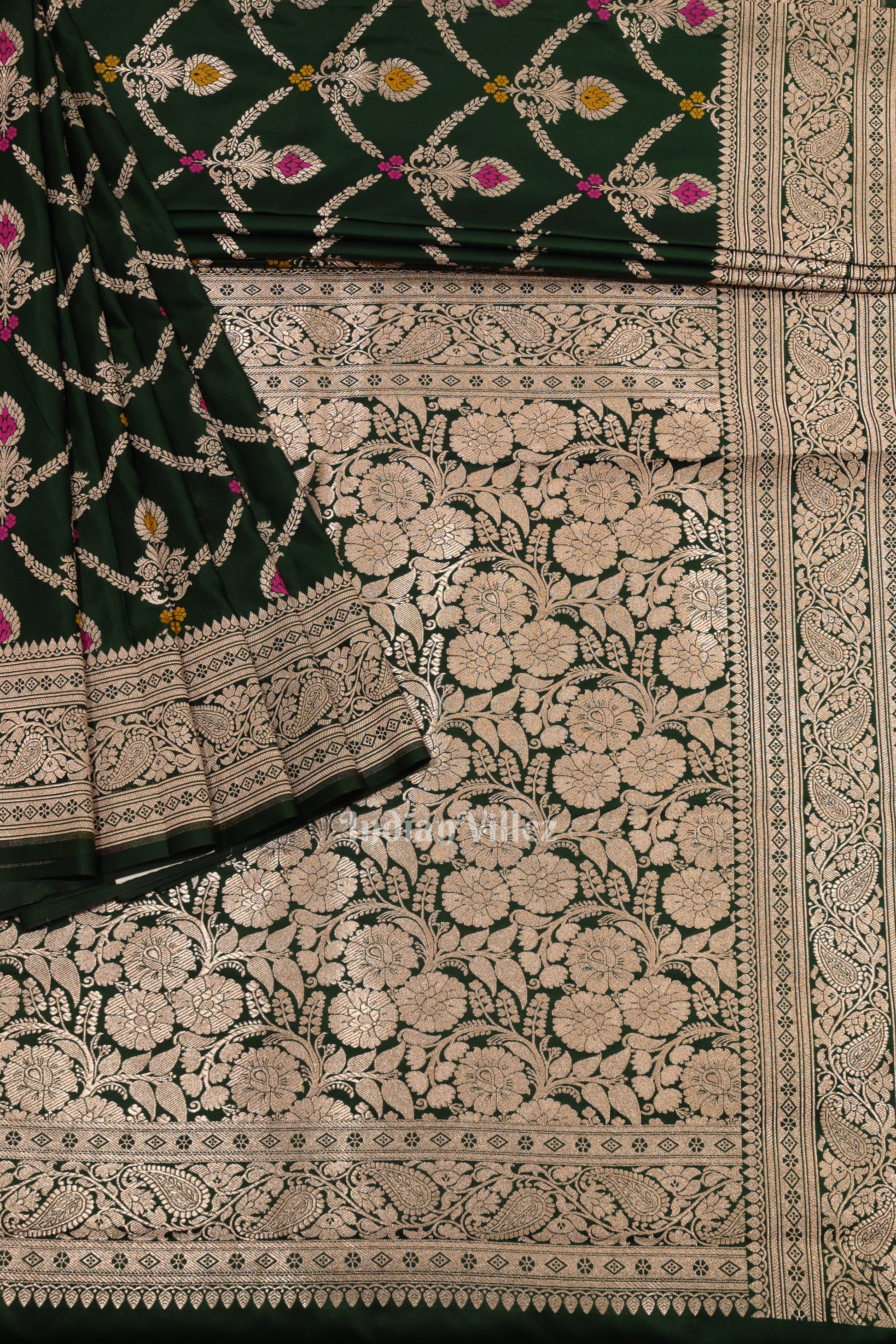 Green Meenakari Pure Mashru Satin Silk Banarasi Saree
