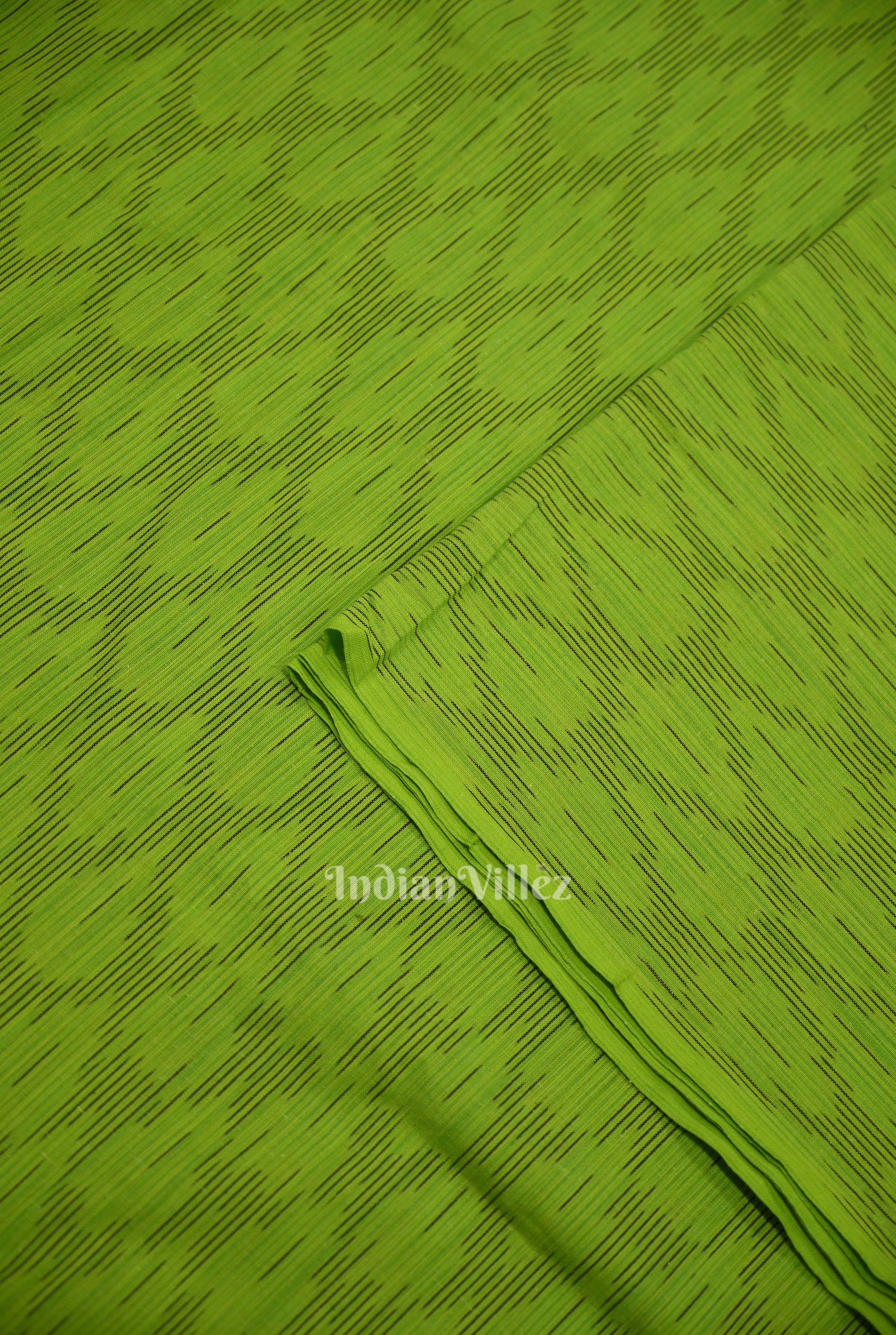 Dark Parrot Green Pochampally Ikat Cotton Fabric