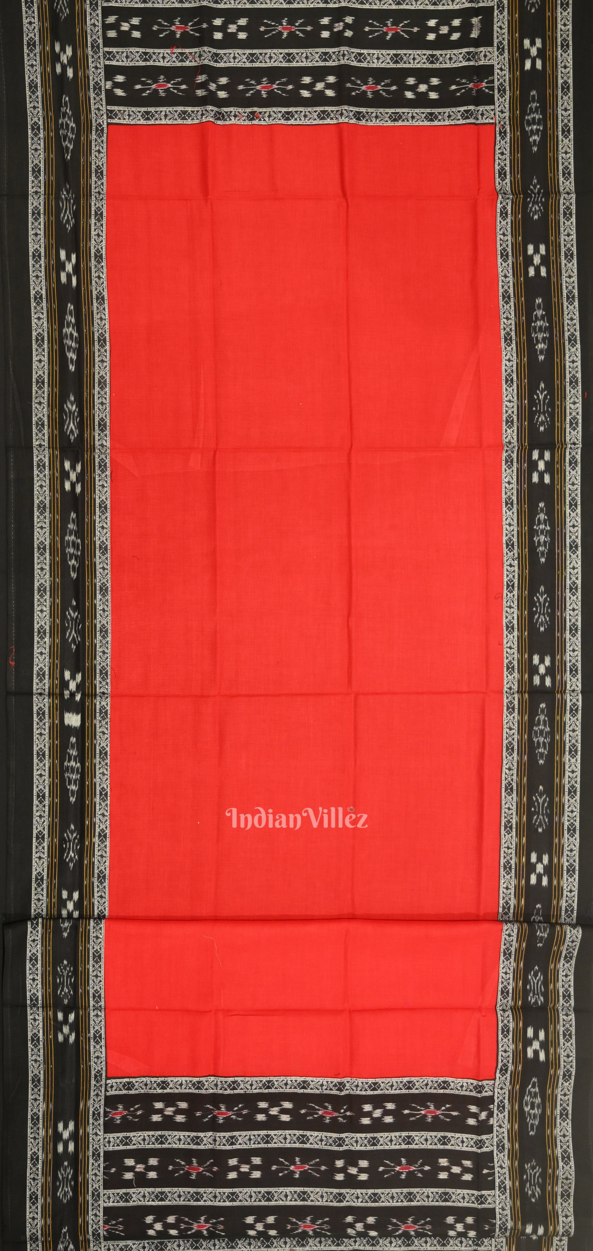 Black Red Pasapali Sambalpuri Cotton Dress set with Dupatta 