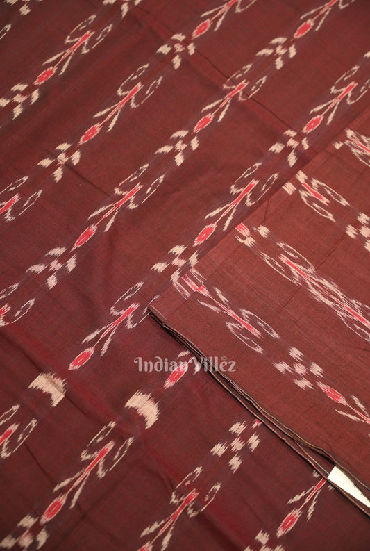 Marron Mayur Chandrika Sambalpuri Ikat Cotton Fabric