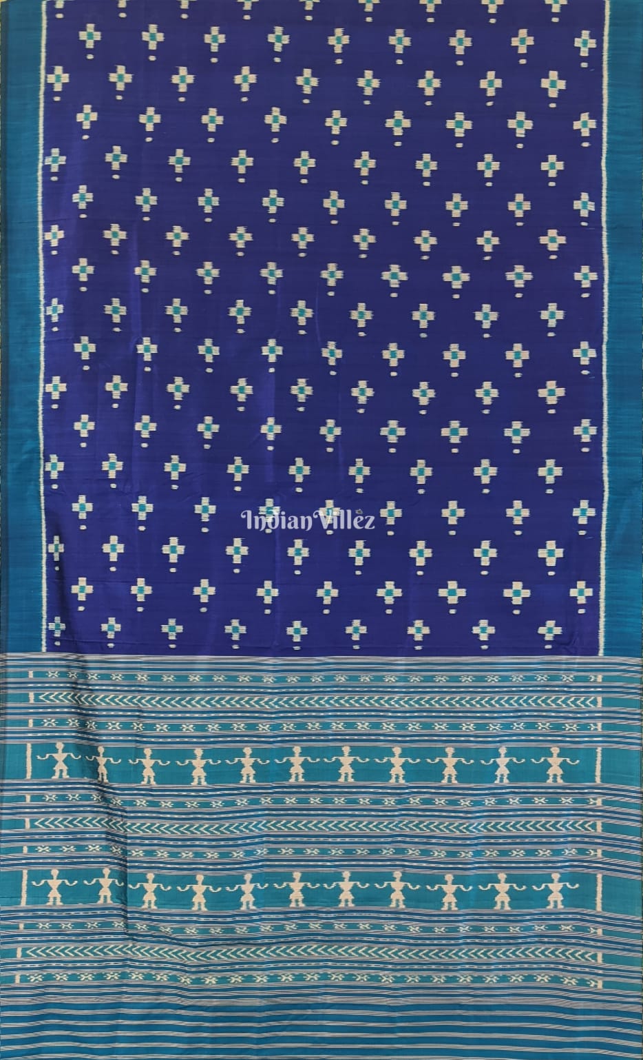 Navy Blue Paspali Odisha Ikat Contemporary Silk Saree
