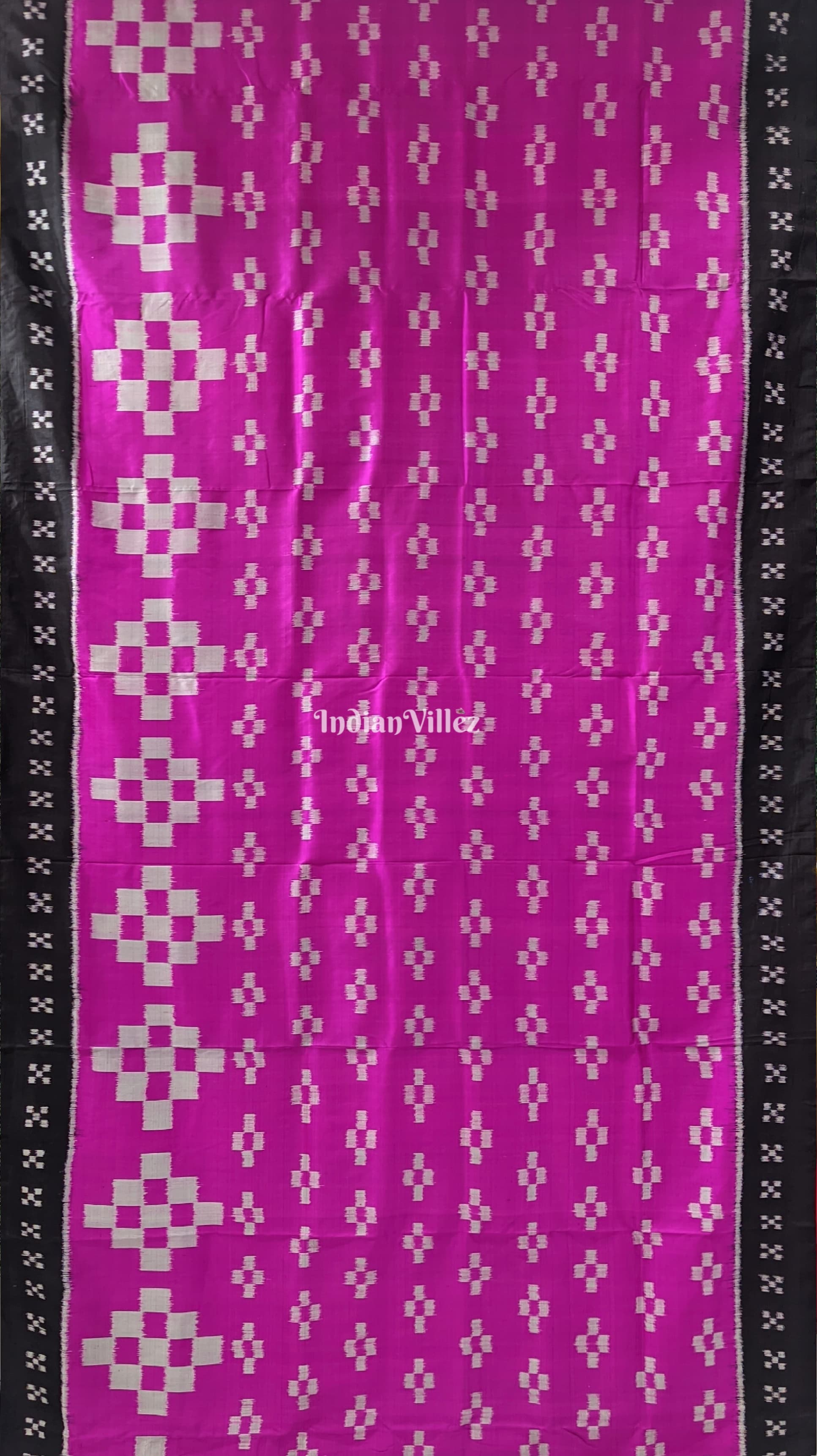 Rani Pink Black Pasapali Contemporary Silk Saree