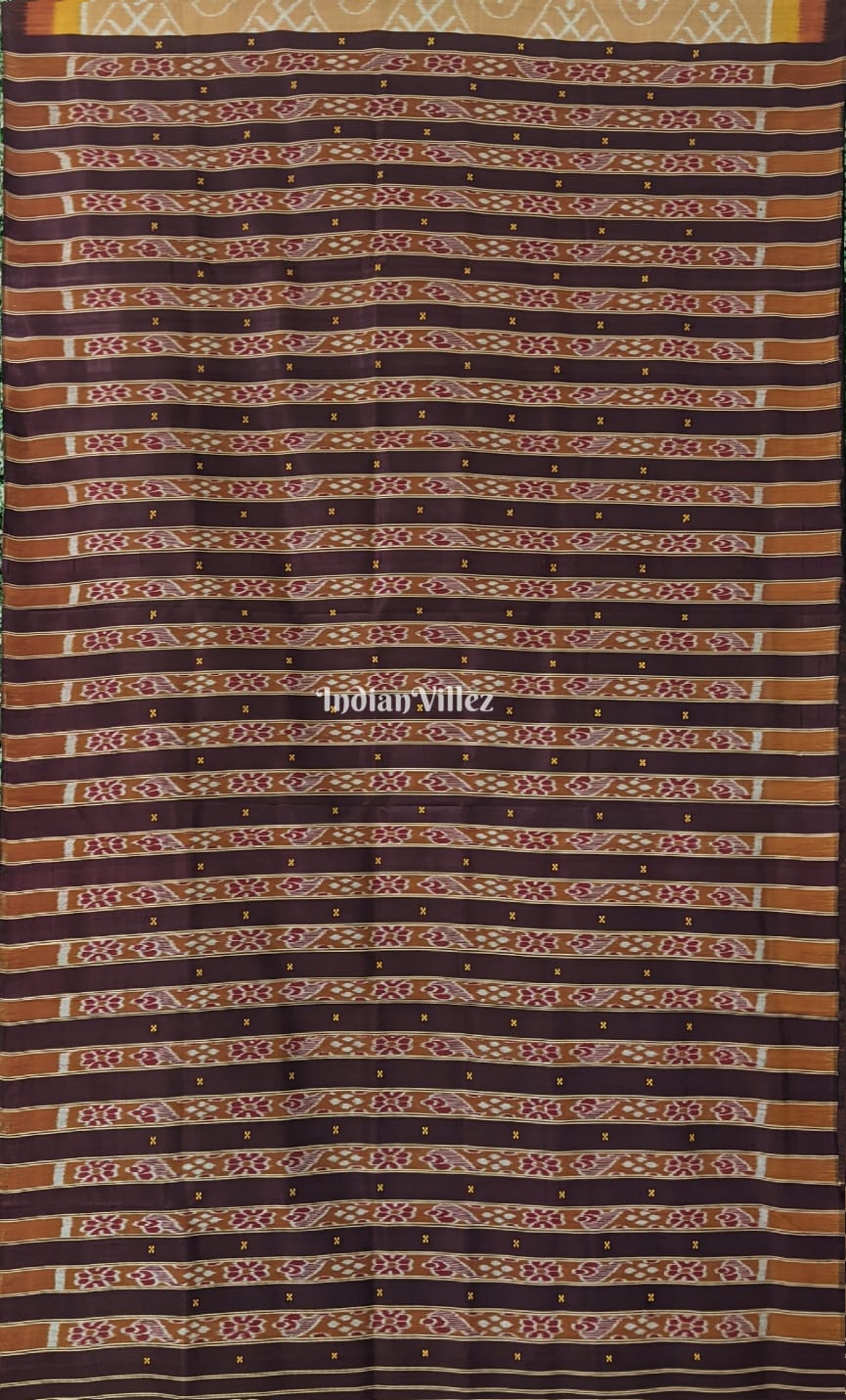 Peach Color Odisha Ikat Contemporary Khandua Silk Saree