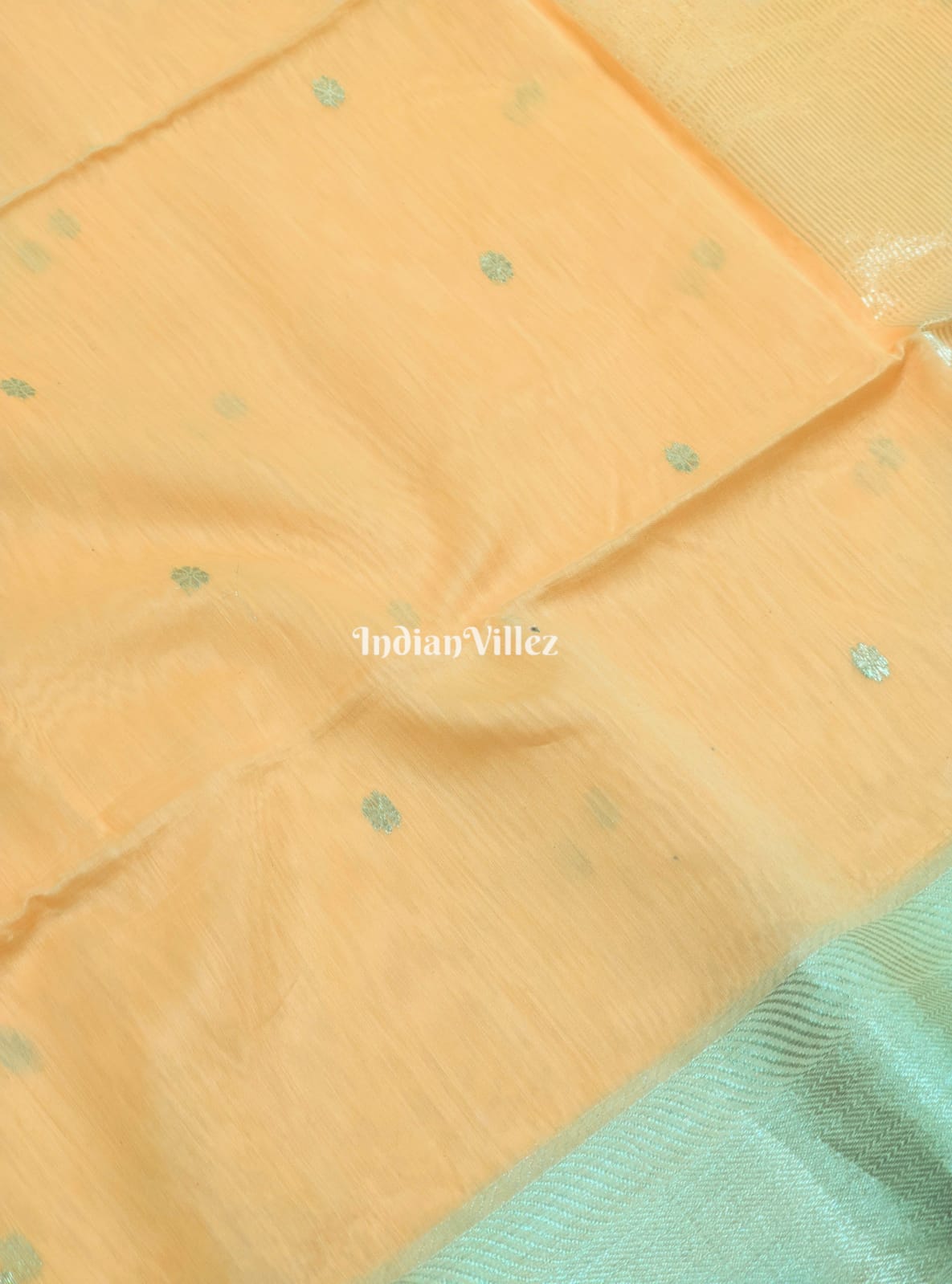 Light Peach Maheshwari Handloom Cotton*Silk Saree