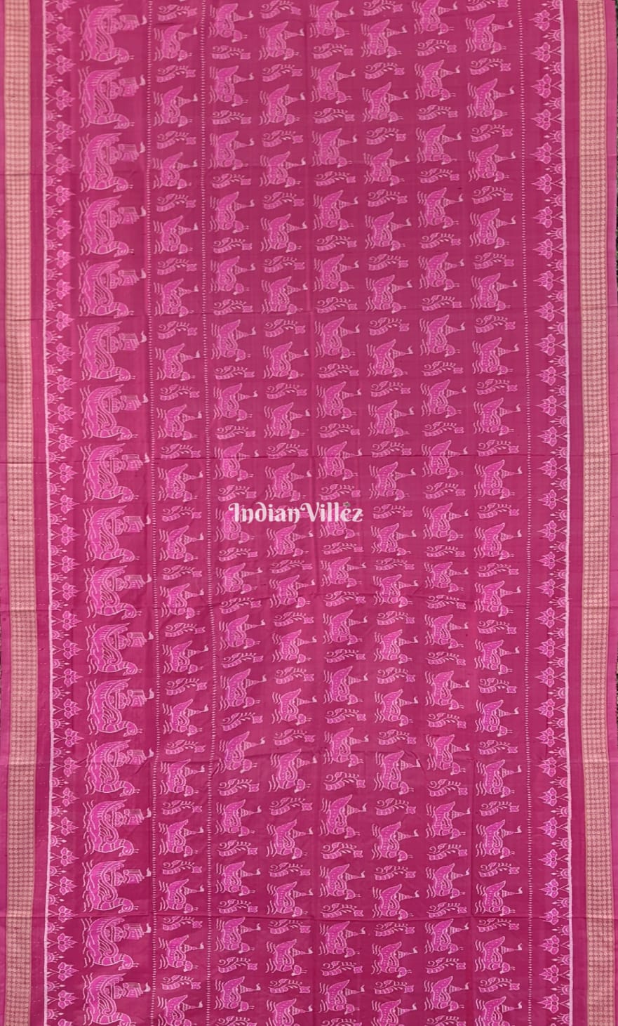 Pink Odisha Ikat Pure Sambalpuri Silk Saree