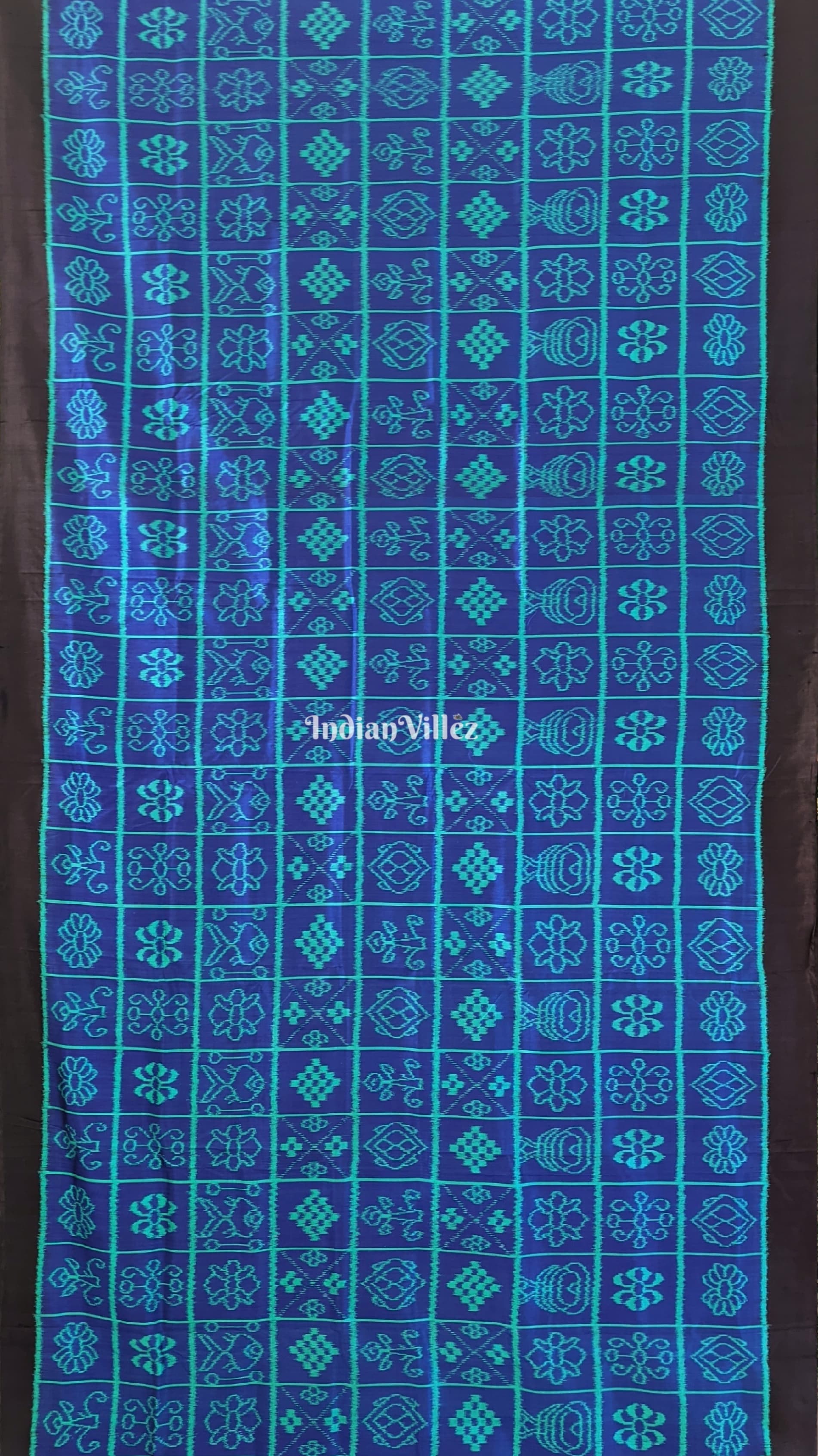 Blue Green Nabakothi Contemporary Designer Silk Saree