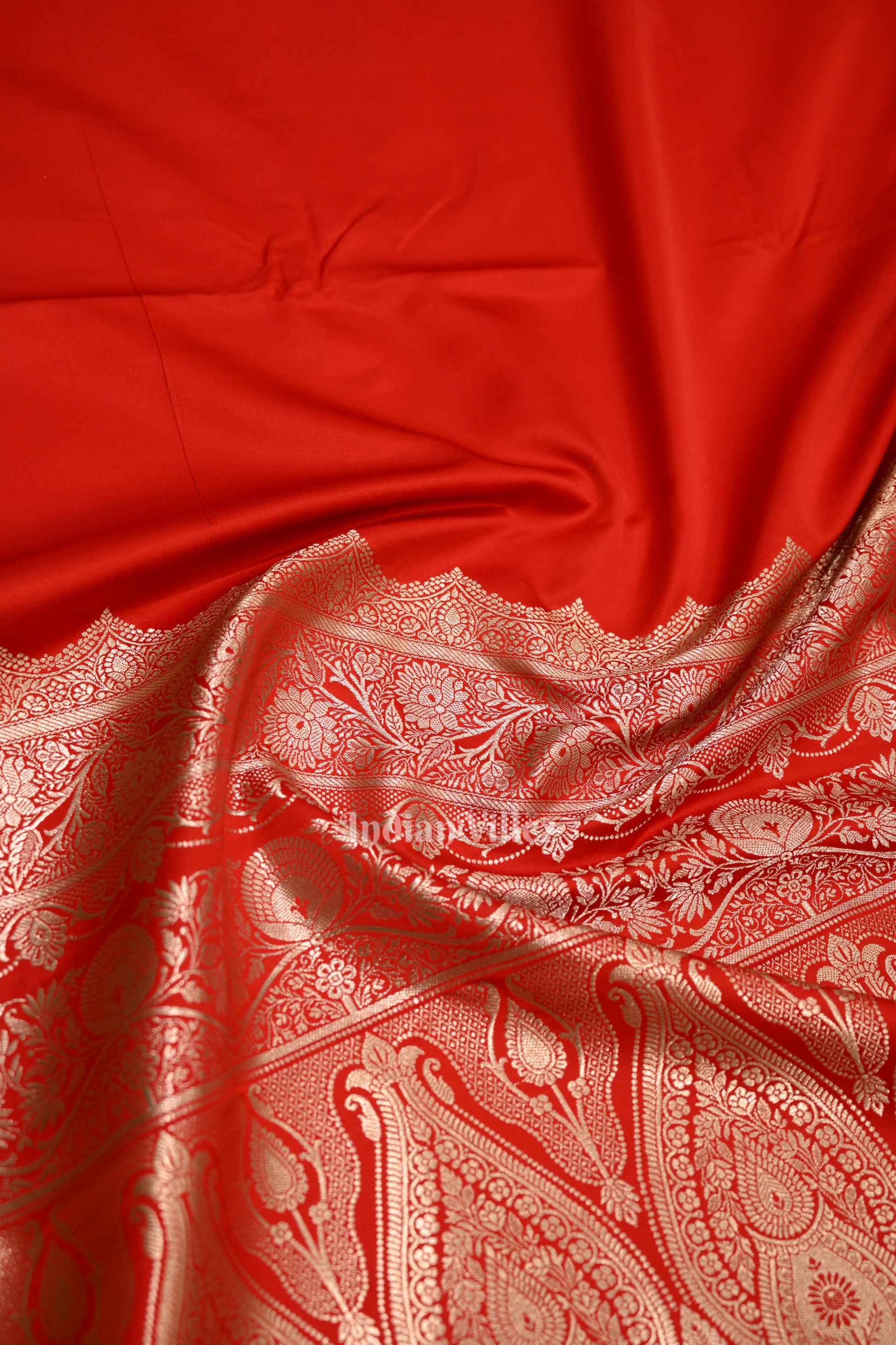 Exclusive Bridal Blood Red Soft Pure Mashru Satin Silk Banarasi Saree