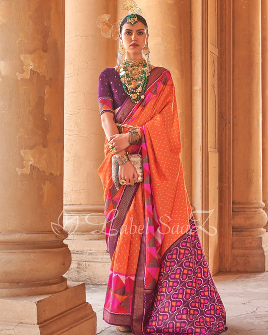 Rose Leheriya Pochompolly Ikat Saree