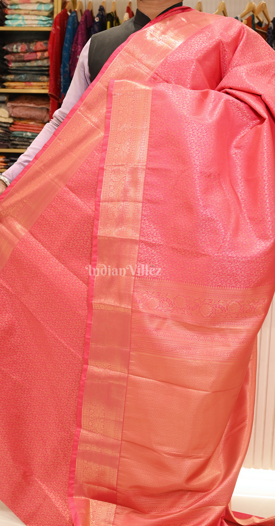 Bridal Red Floral Pure Brocade Kanjivaram Silk Saree