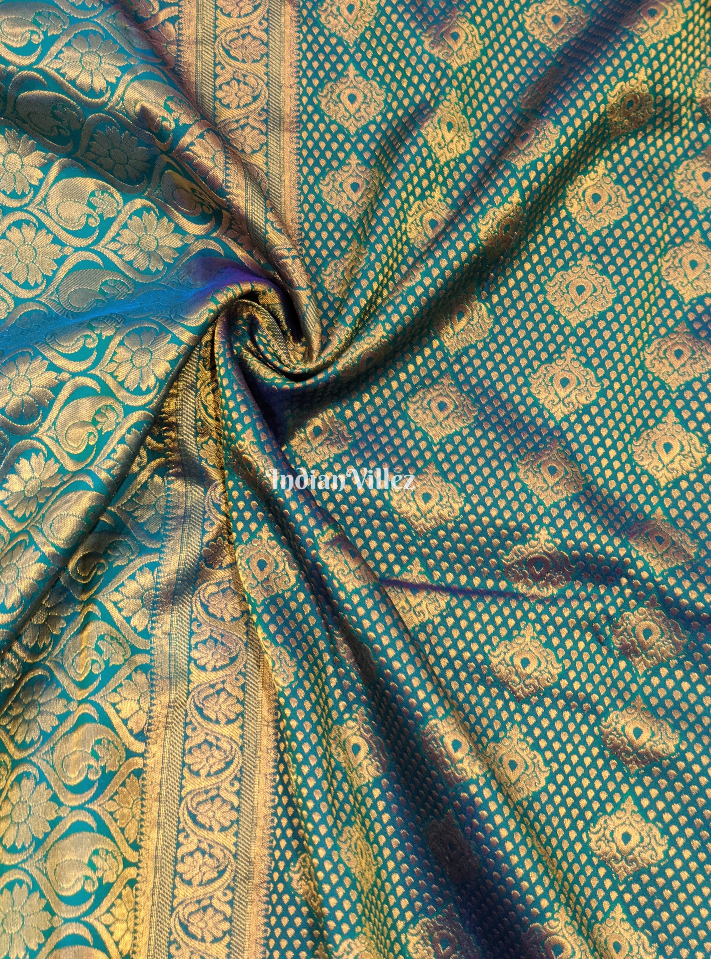 Sea Green Pure Kanjivaram Silk Saree