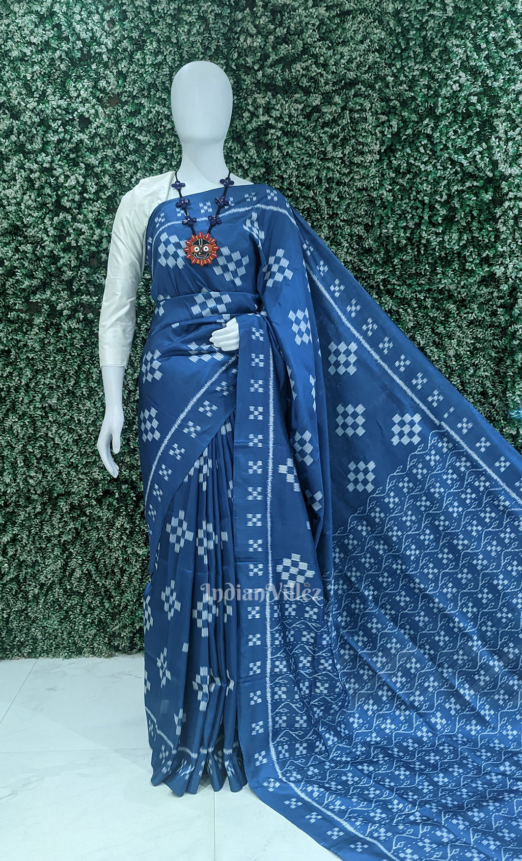 Blue Pasapali  Odisha Ikat Contemporary Designer Saree