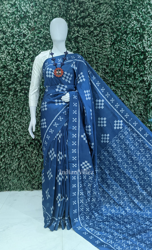 Blue Pasapali  Odisha Ikat Contemporary Designer Saree
