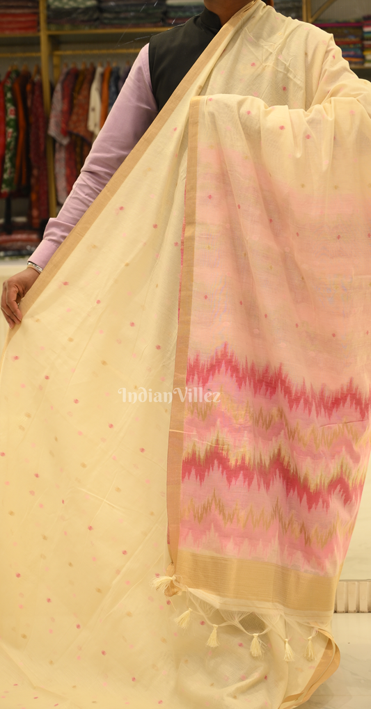 Off White Pure Chanderi Cotton Saree