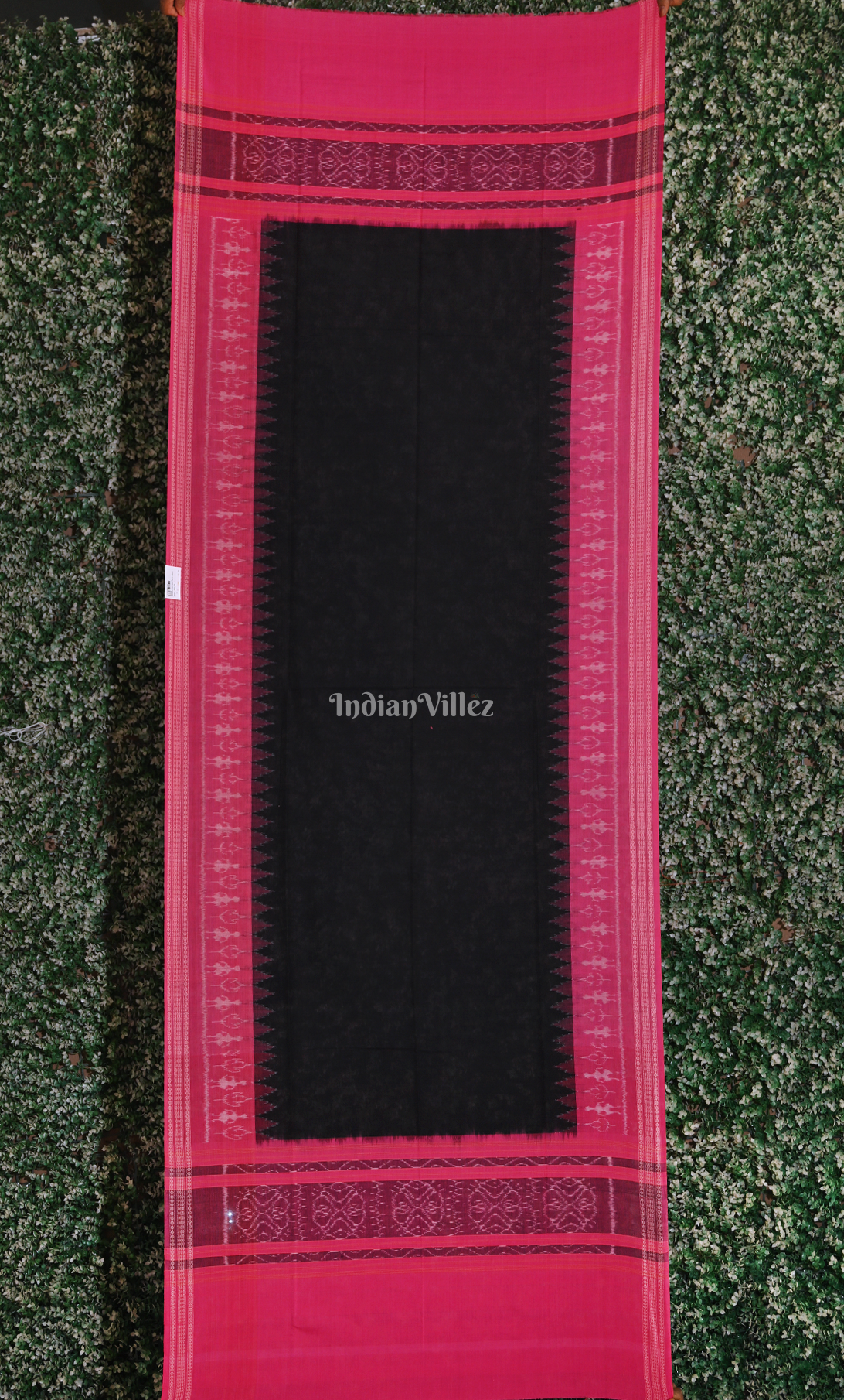 Black Pink Tribal Theme Sambalpuri Ikat Cotton Dupatta 