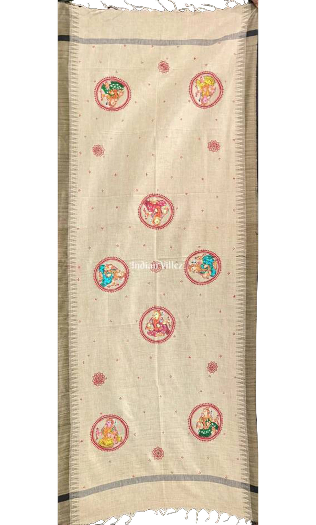 Nartaki Theme Patachitra Art on Tussar Dupatta