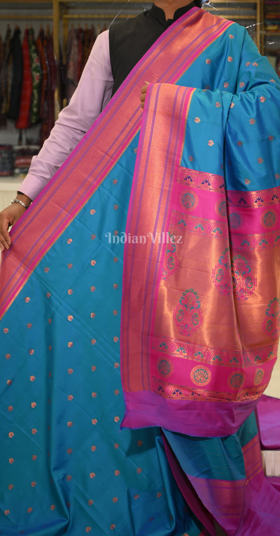 Sky Blue Woven Zari Paithani Silk Saree