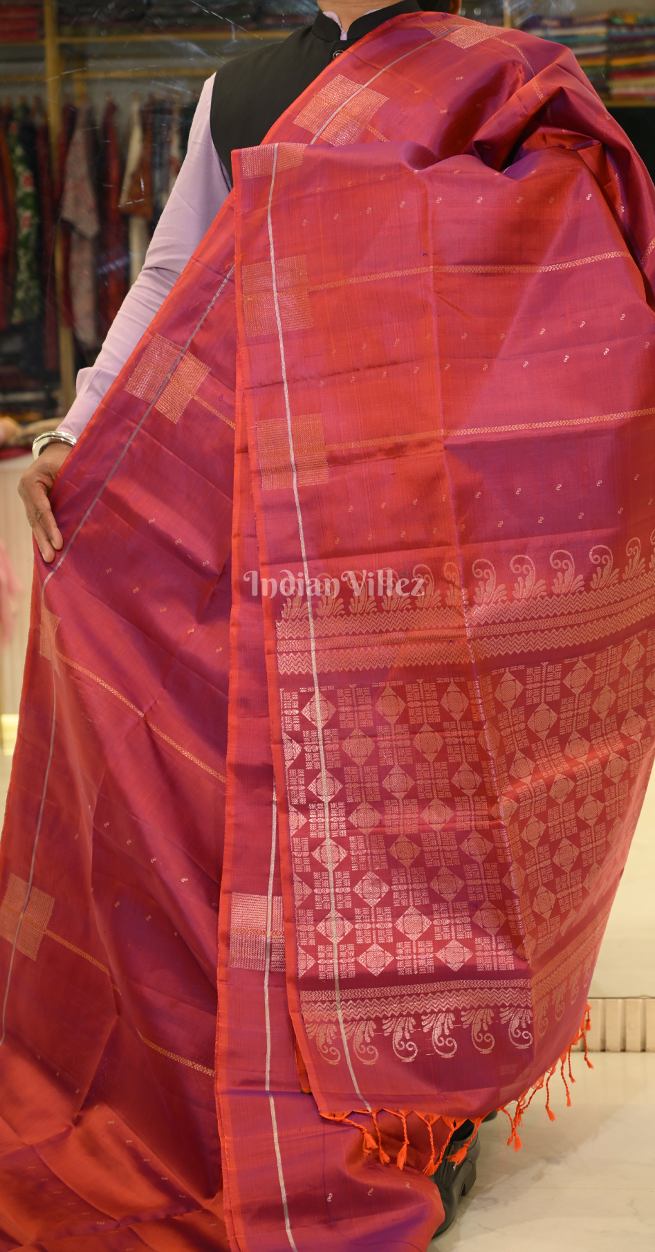 Maroon Zari Pure Kanjivaram Soft Silk Saree 