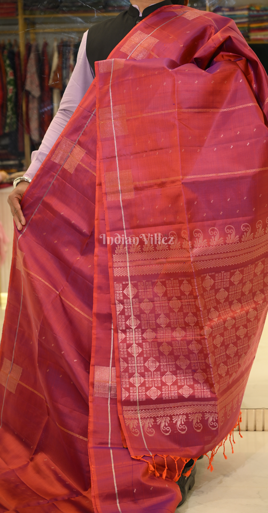 Maroon Zari Pure Kanjivaram Soft Silk Saree 