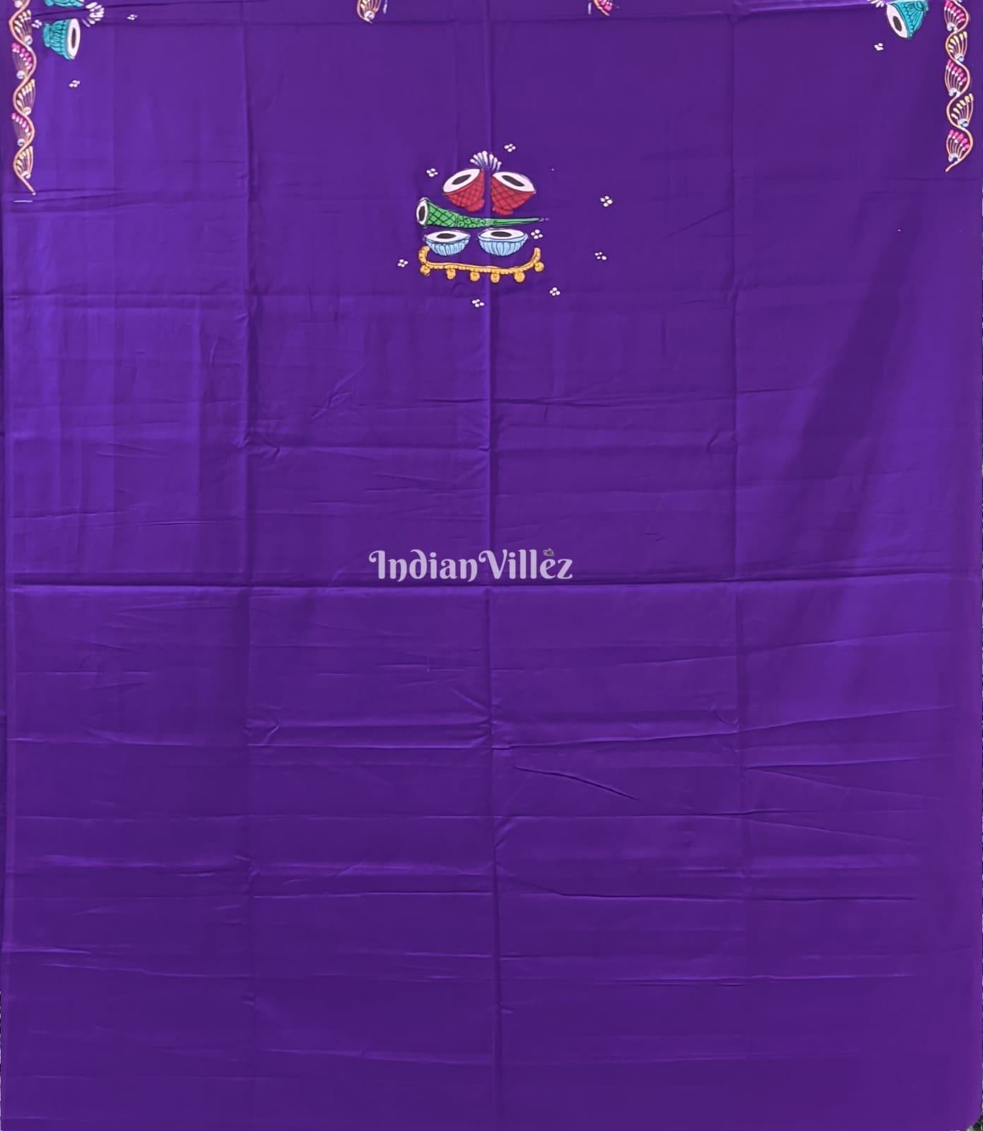 Purple Nartaki Music Instrumental Pattachitra Kurti Cotton Dress Material