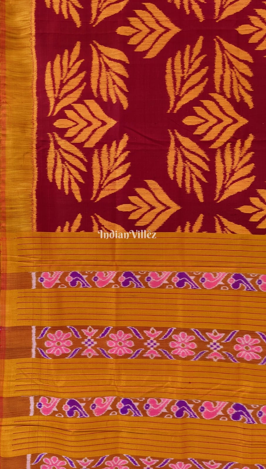 Maroon Mustard Yellow Designer Contemporary Silk Saree
