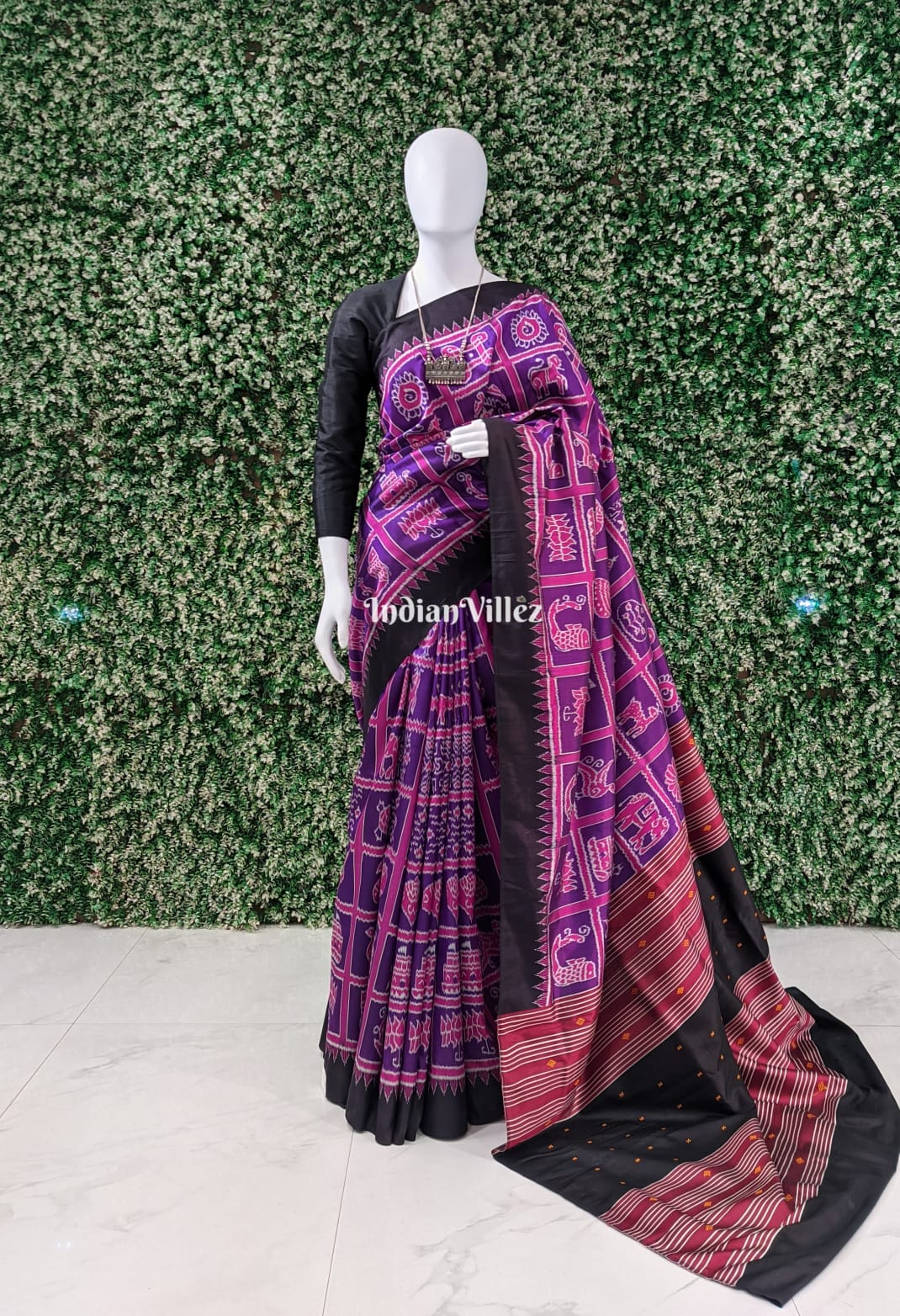 Purple Odisha Ikat Nabakothi Contemporary Silk Saree