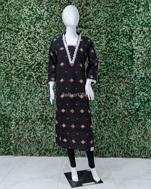 Black padsapali Odisha Ikat Designer Cotton Kurti for Women