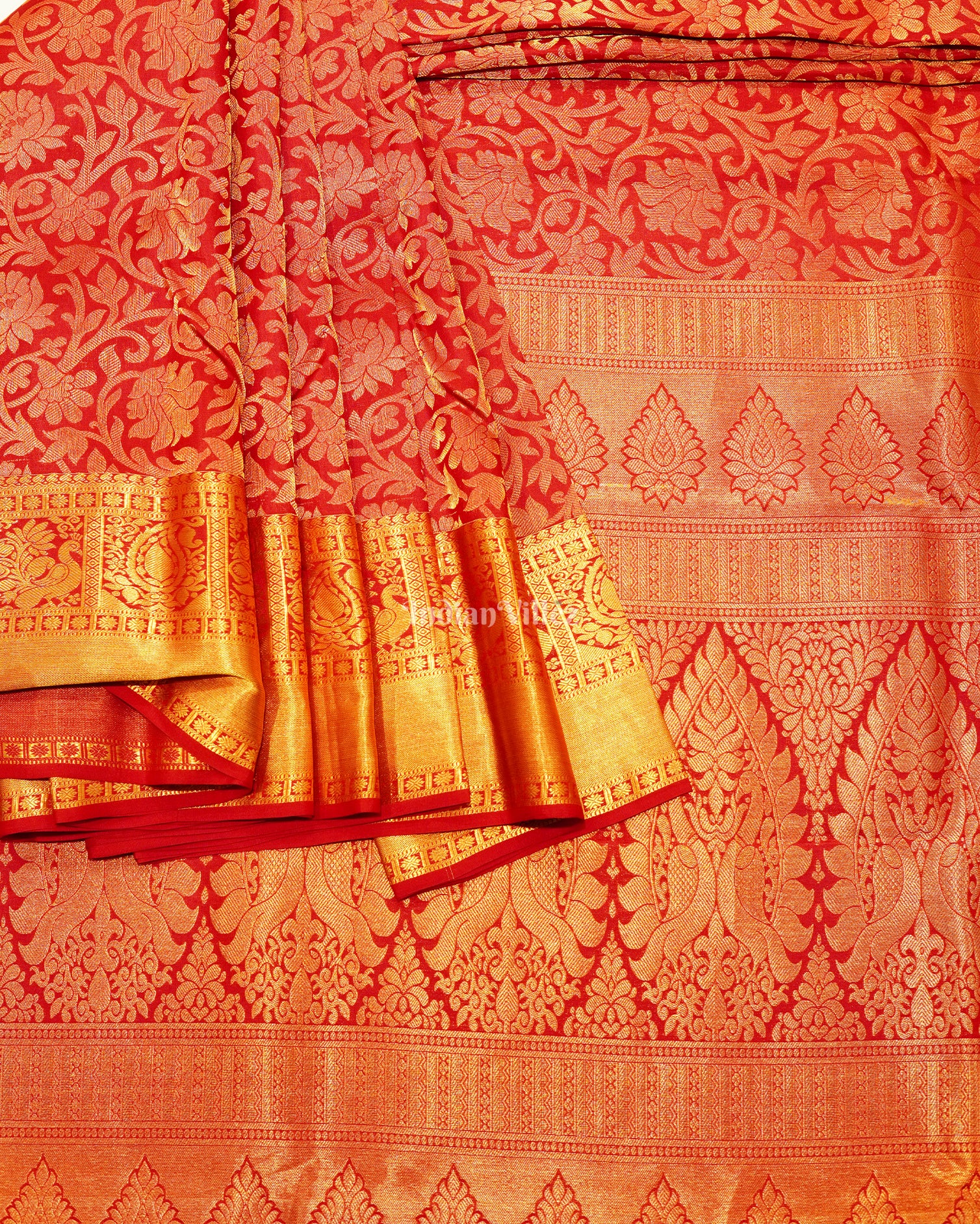 Red Golden Body Design Pure Kanjivaram Silk Saree