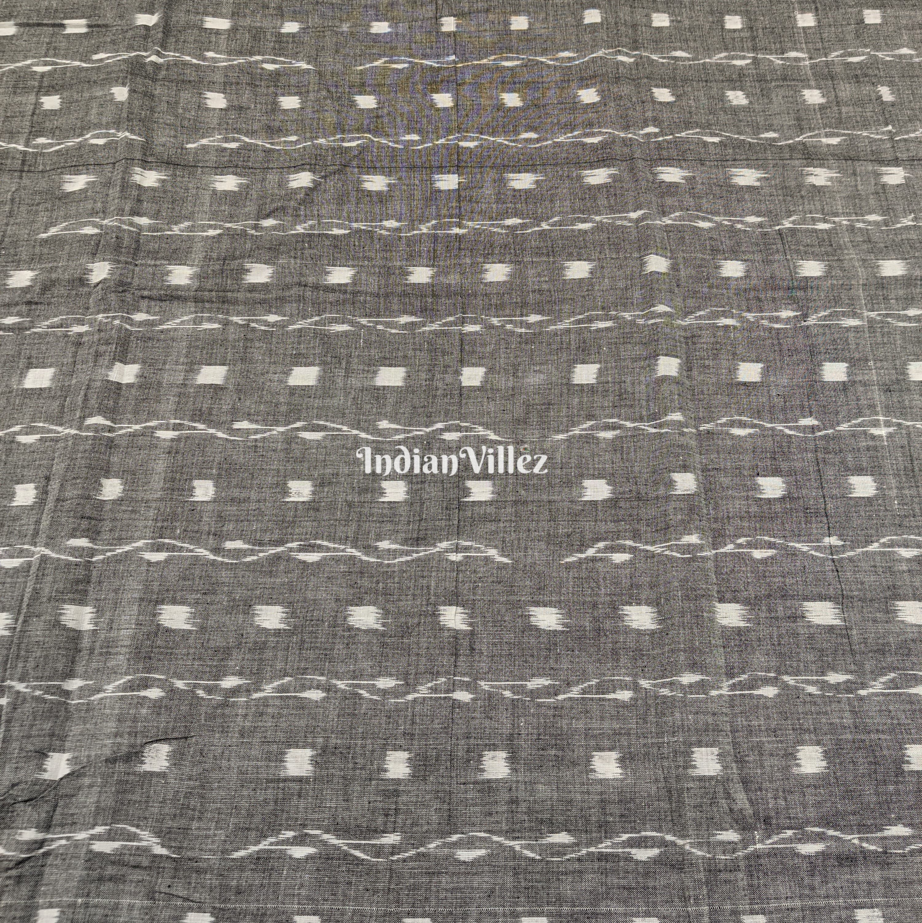 Gray Tipa Design Sambalpuri Ikat Cotton Fabric