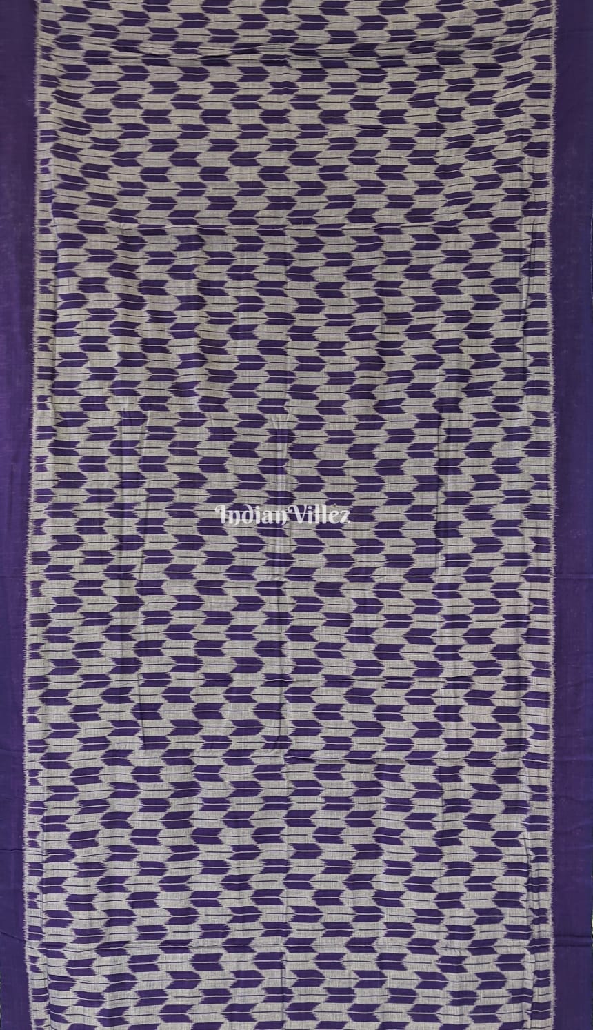 Navy Blue Grey Odisha Handloom Cotton Saree with Tassel