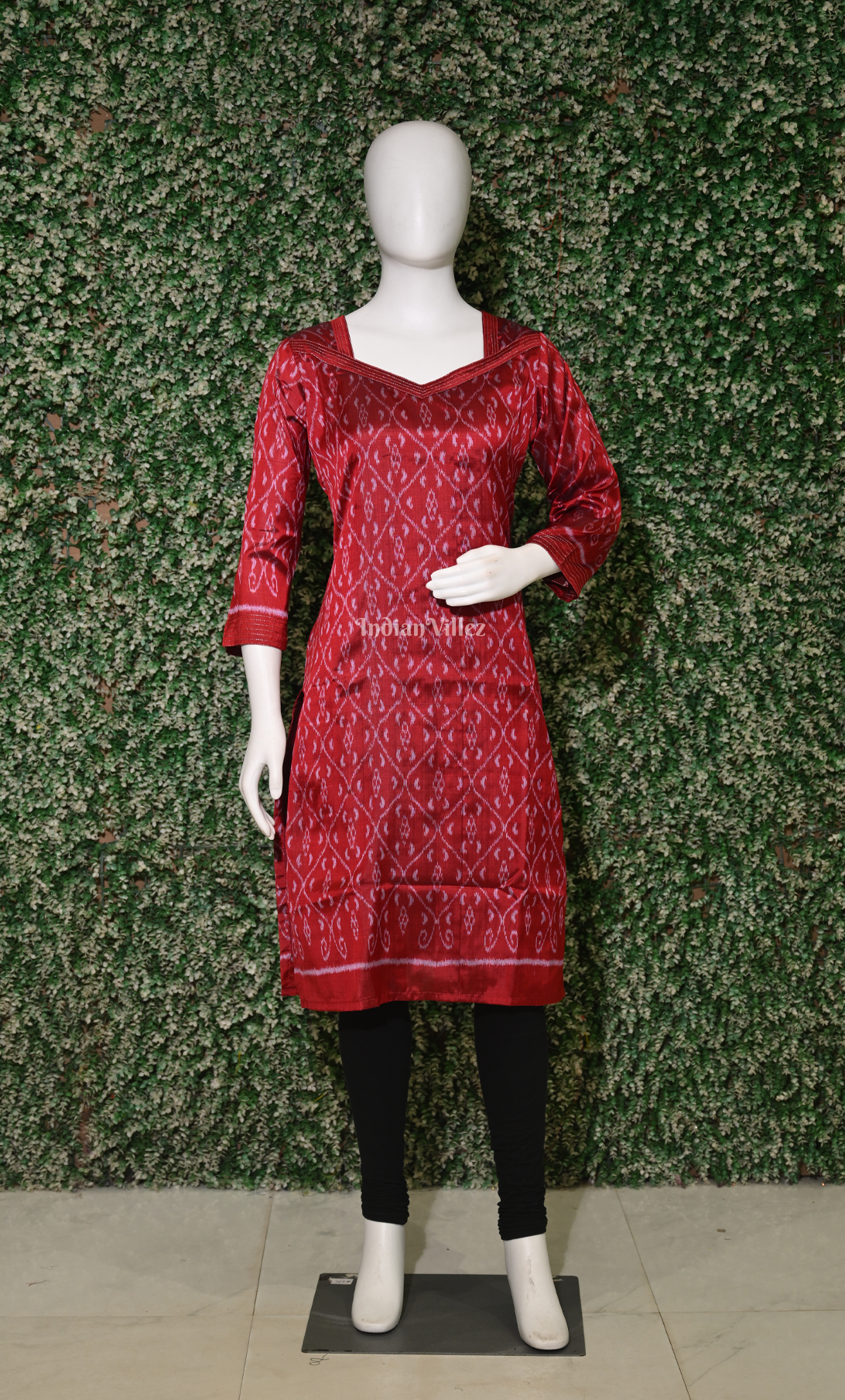 Red Odisha Ikat Designer Sambalpuri Silk Kurti for Women