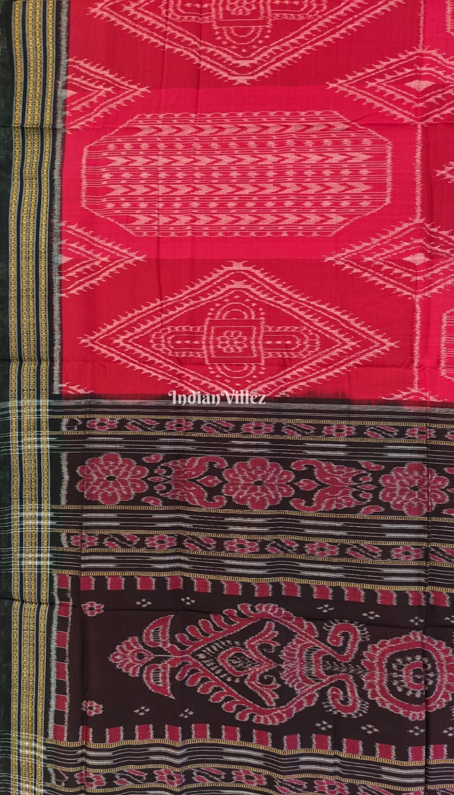 Red Odisha Ikat Sambalpuri Pure Cotton Saree