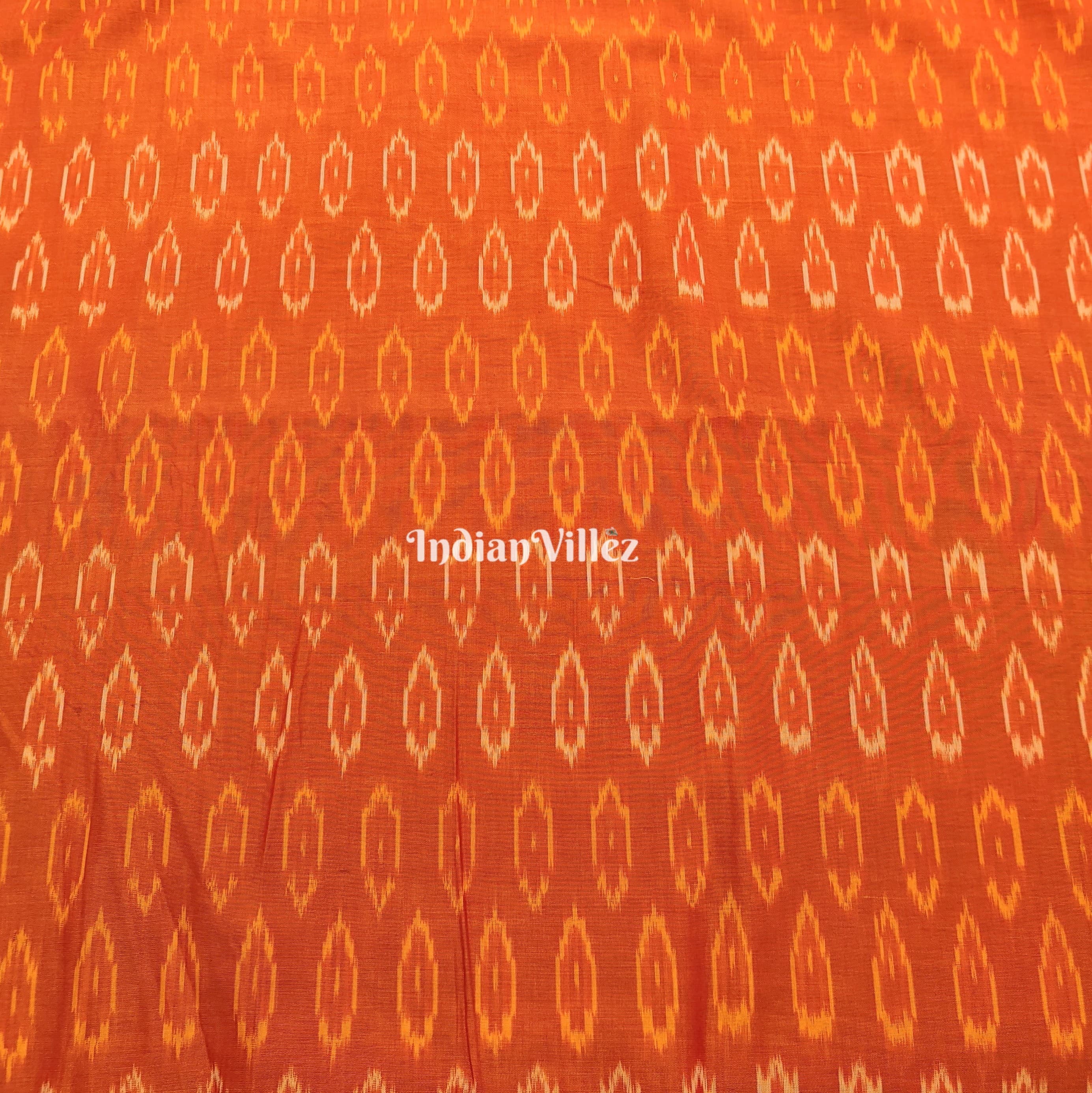 Orange Handwoven Cotton Pochampally Ikat Fabric
