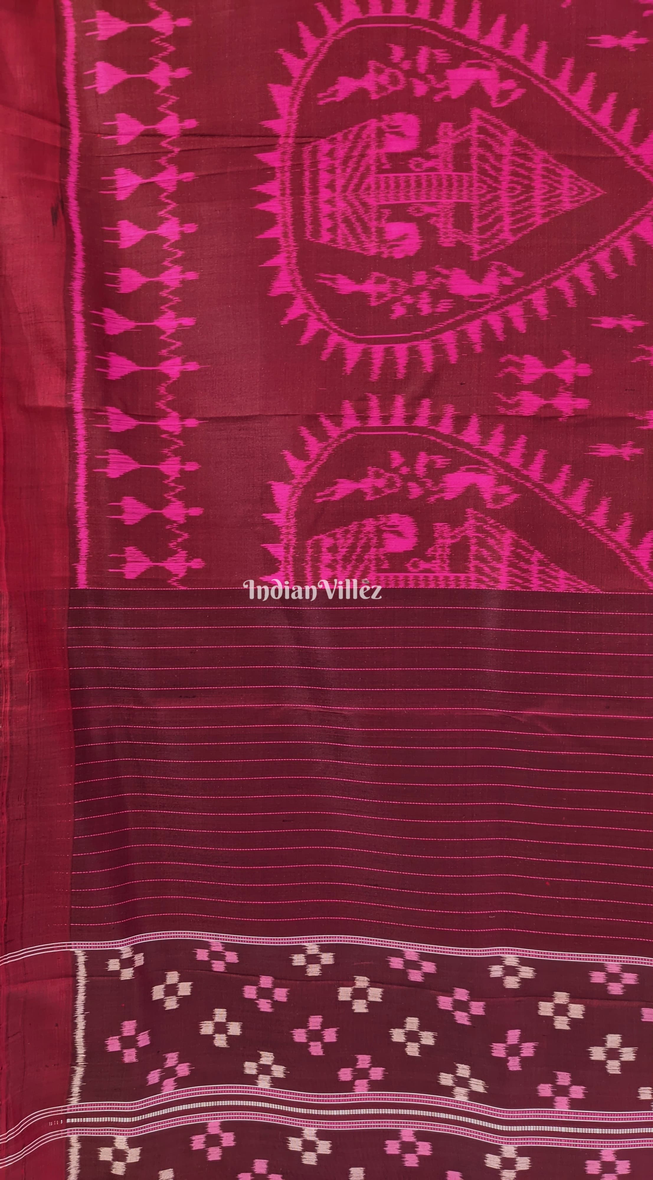 Maroon Tribal Odisha Ikat Contemporary Silk Saree