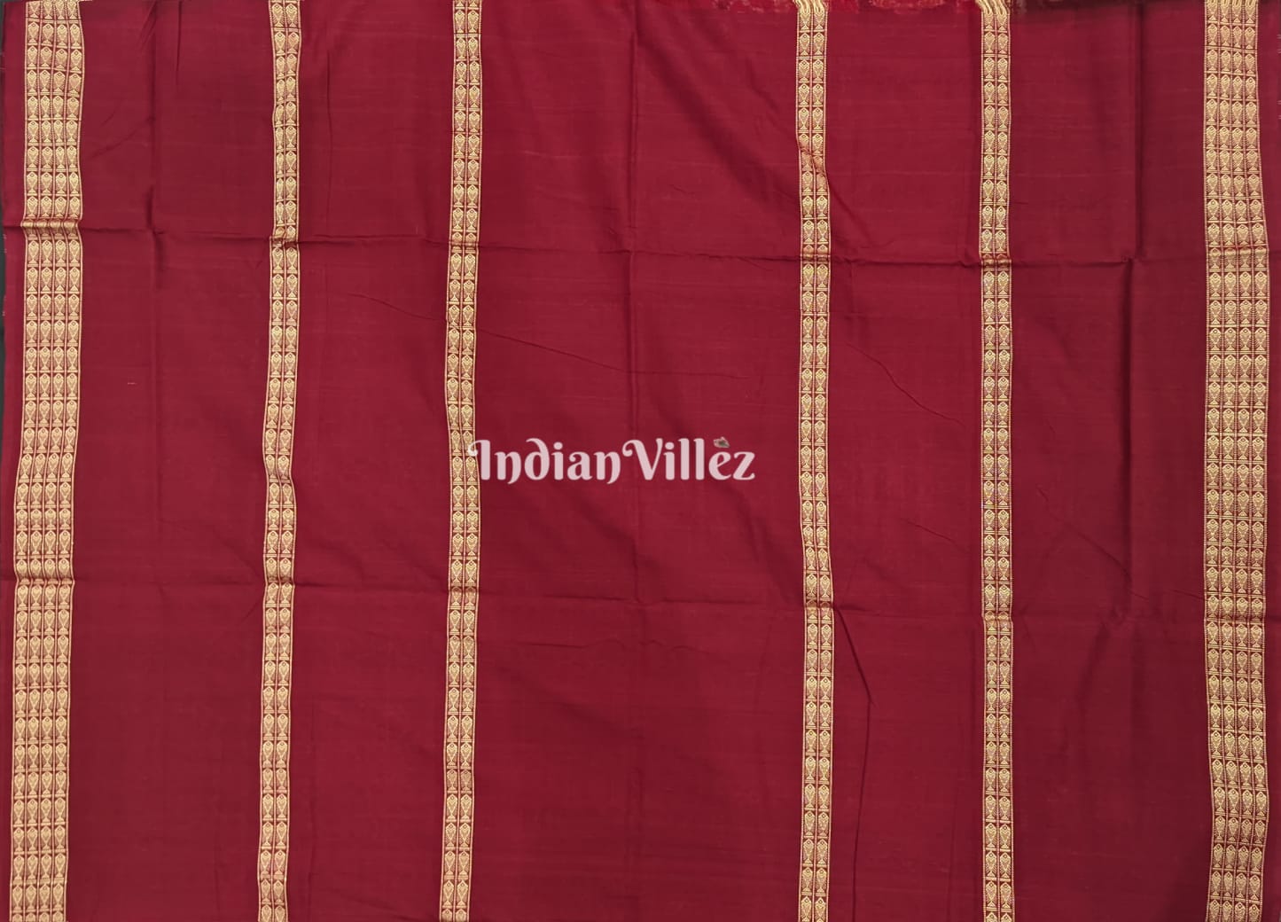 Red Odisha Ikat Sambalpuri Cotton Saree with Fish Line Motif & Border