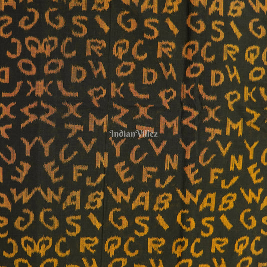 Black English Alphabet Sambalpuri Cotton Fabric