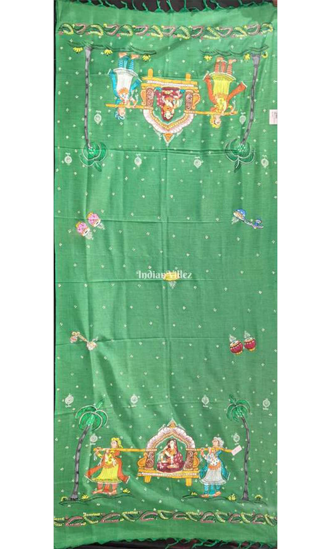 Green Doli Tussar Pattachitra Dupatta