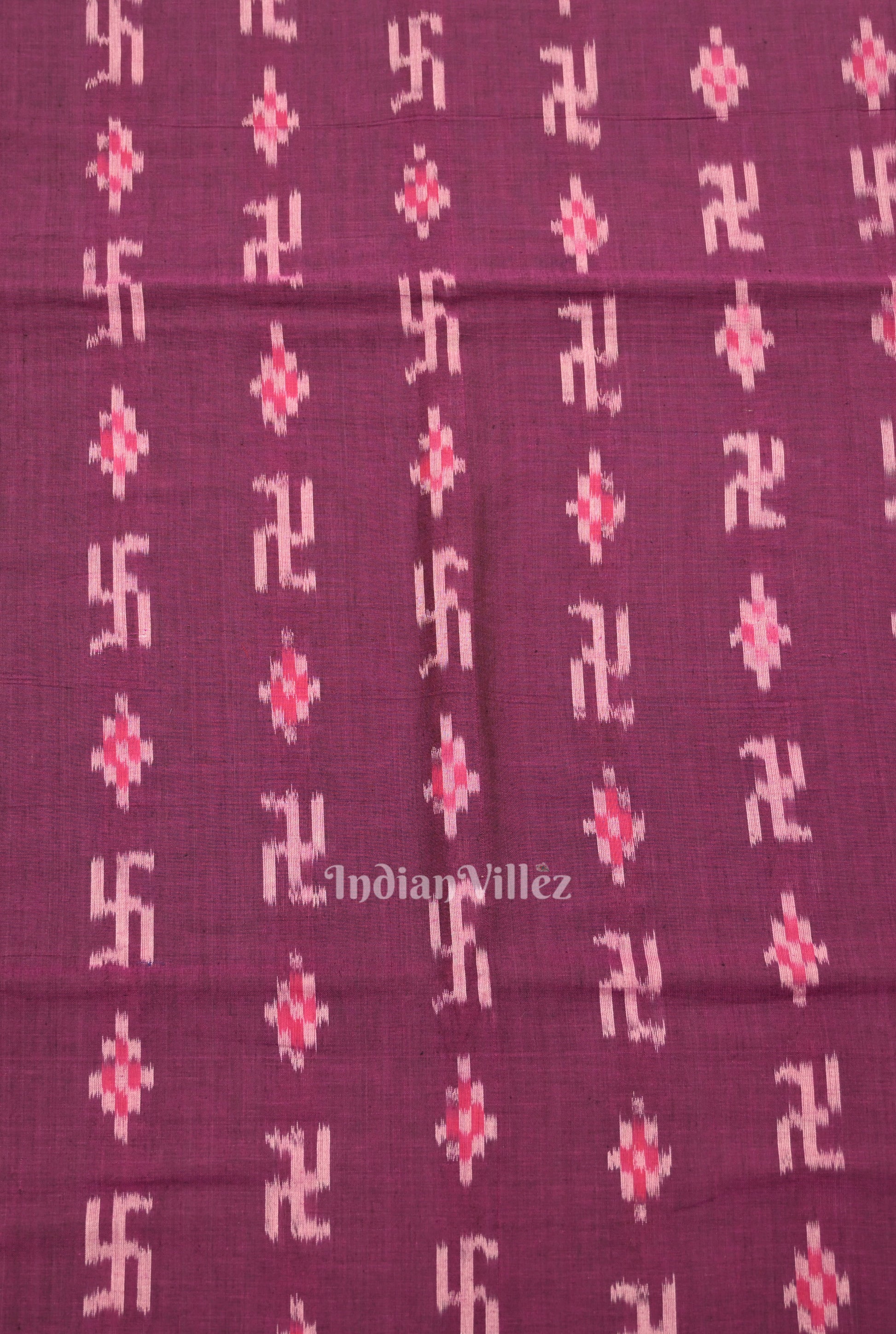 Purple Pasapali Swastik Sambalpuri Ikat Cotton Fabric