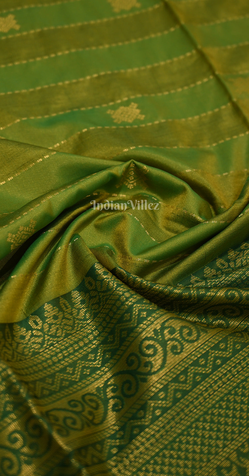 Mehendi Green Tussar Silk Saree with Zari weave