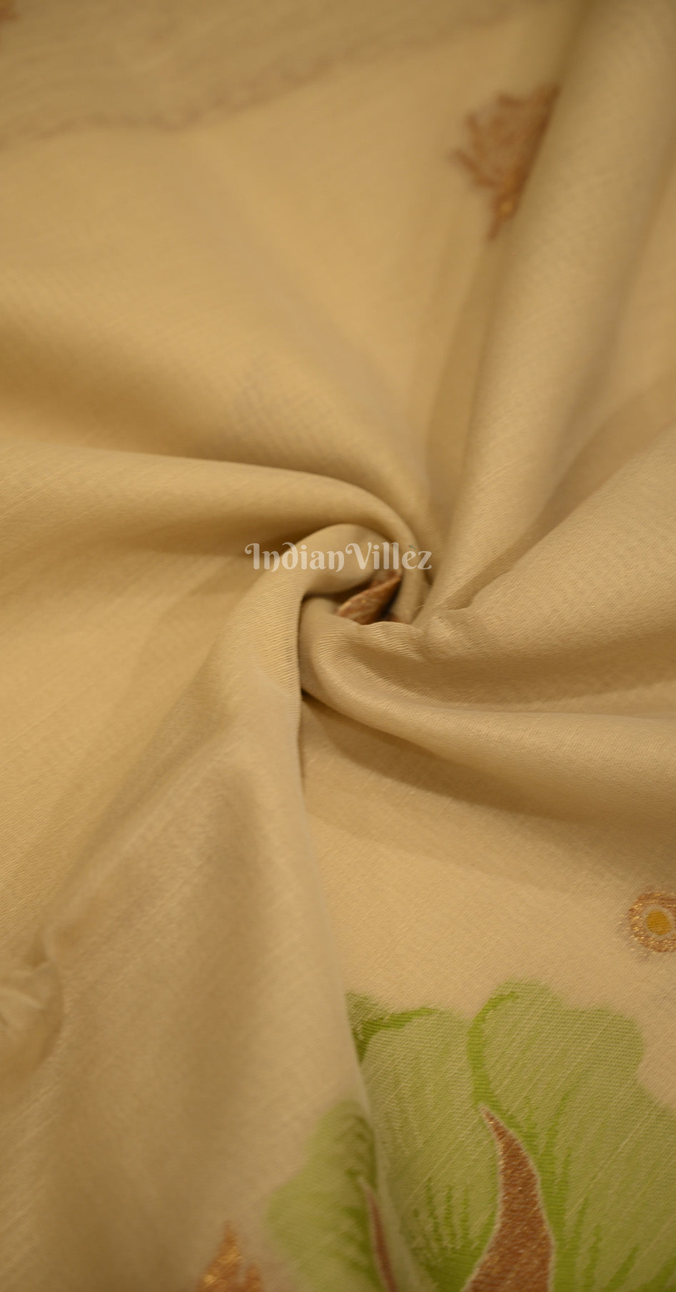 Beige with Multi Color Floral Linen Saree