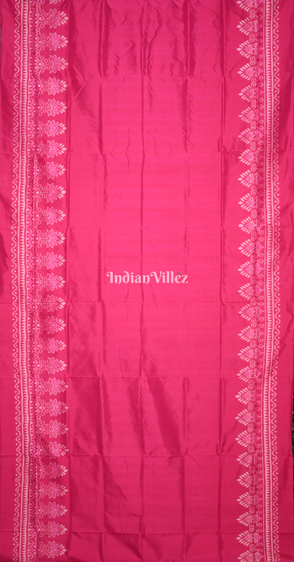 Rani Pink Flower Scot Odisha Ikat Contemporary Designer Silk Saree 