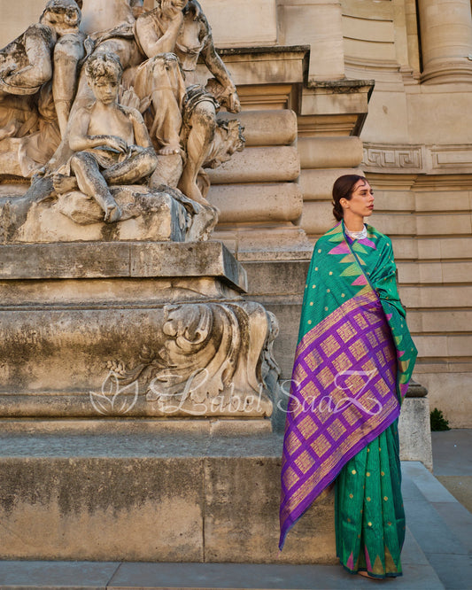 Green South Tussar Silk Saree