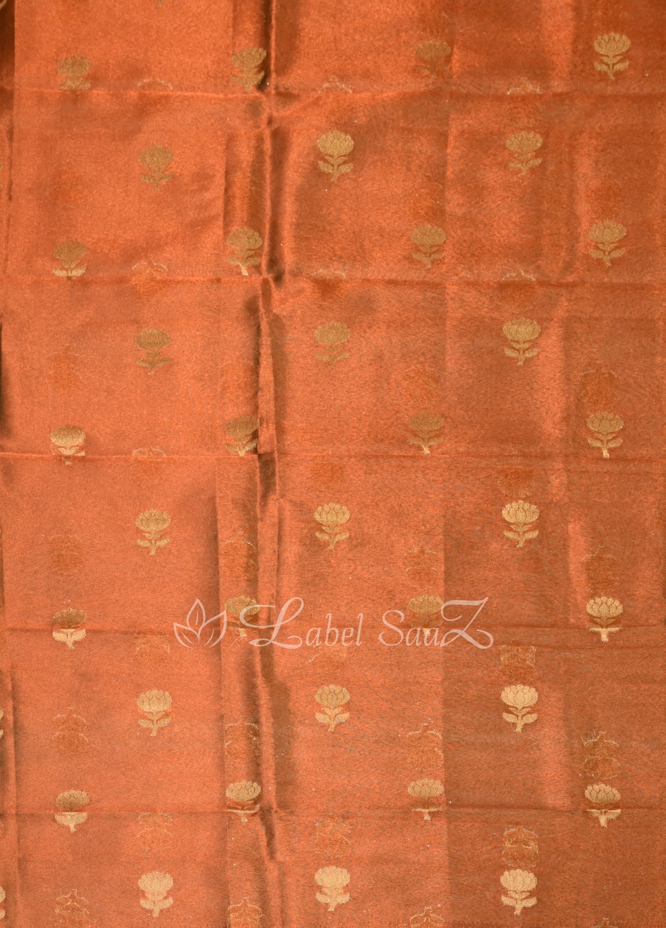Rust Orange Floral Design Banarasi Unstitched Salwar Suit 