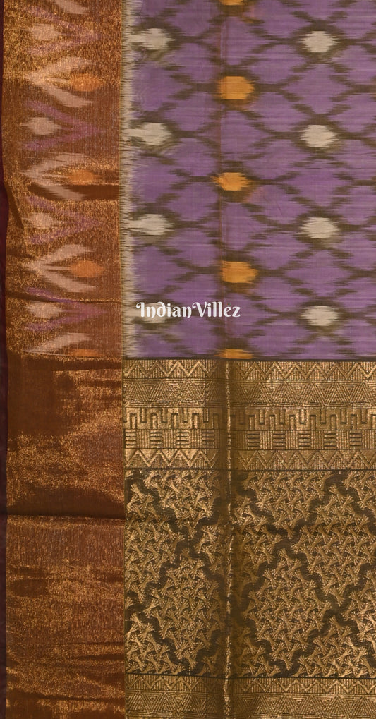Purple Black Pochampally Ikat Silk Cotton (Sico) Saree