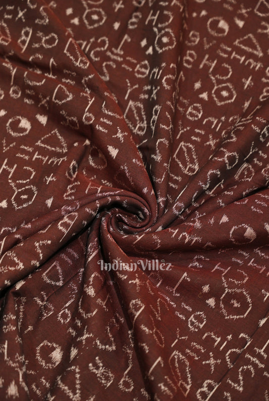 Coffee Science Theme Sambalpuri Odisha Ikat Cotton Fabric