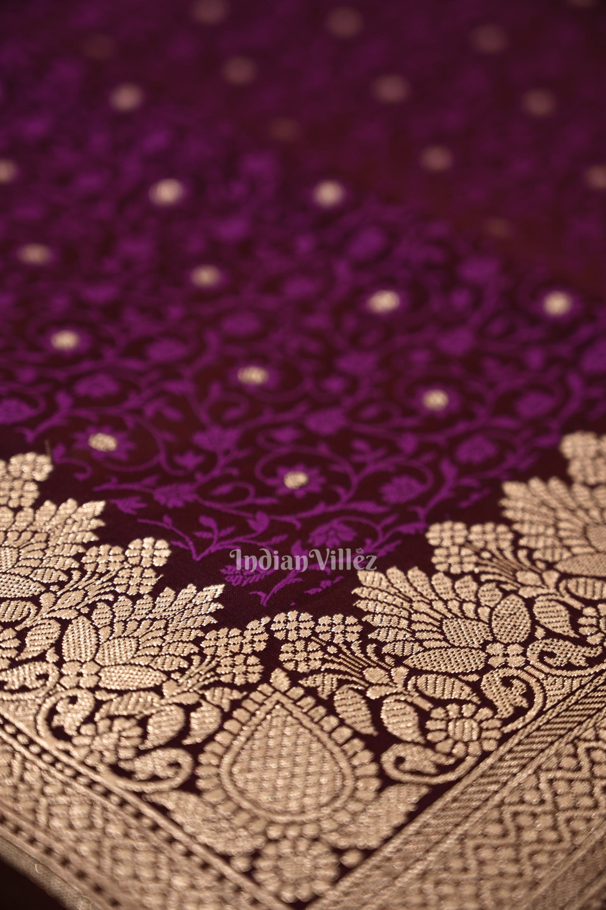 Mulberry Purple Meenakari Mashru Satin Silk Banarasi Saree 