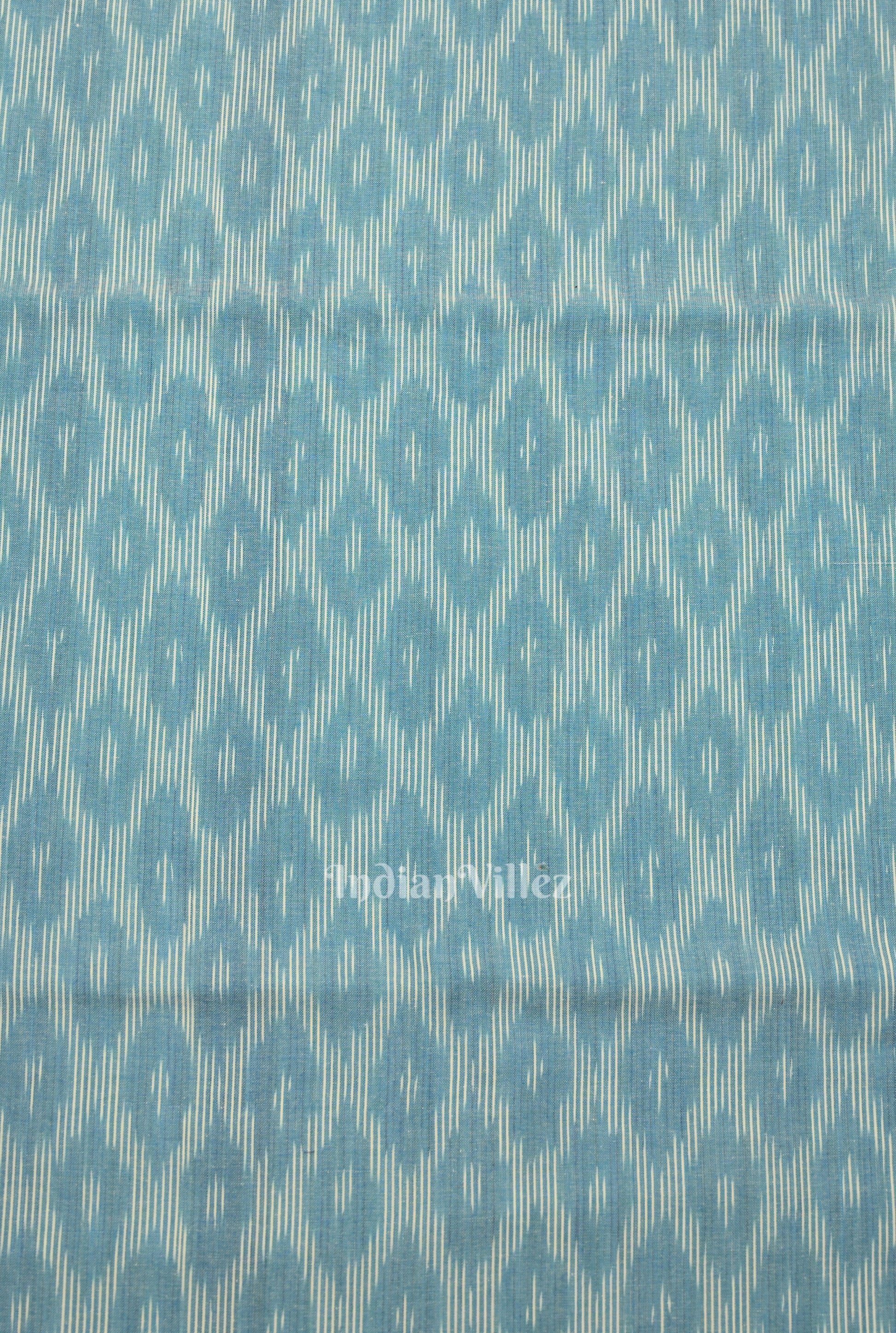 Light Blue Pochampally Ikat Cotton Fabric